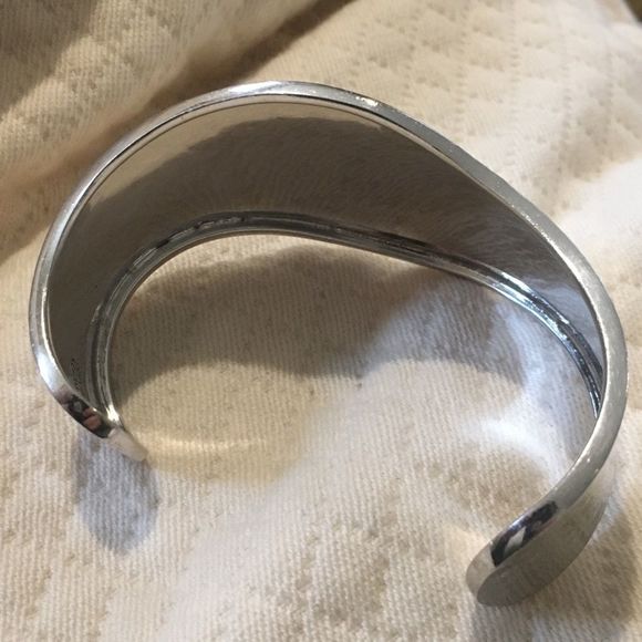 TAXCO Mexico Sterling Silver Hammered Wave Cuff Bangle Bracelet - Picture 9 of 15